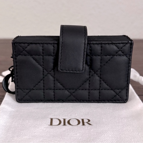 DIOR Lady Dior Ultra Matte Cannage Calfskin Card Wallet in Black - Picture 6 of 6